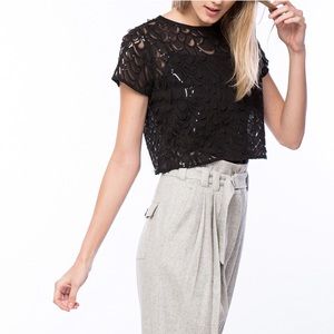 NWOT Black Cropped Sequin Top